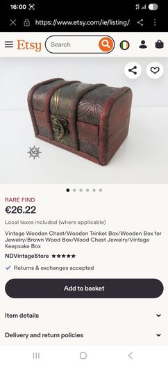 Rare Vintage Wooden Trinket Box