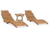 3 Piece Folding Garden Lounge Set Solid Teak Wood