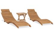 3 Piece Folding Garden Lounge Set Solid Teak Wood