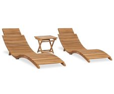 3 Piece Folding Garden Lounge Set Solid Teak Wood