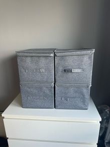 6x Foldable Storage Boxes with Lid - Grey