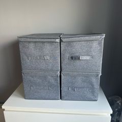 6x Foldable Storage Boxes with Lid - Grey
