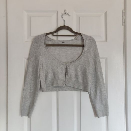 Grey Cropped Cardigan, BERSHKA, Size S