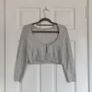 Grey Cropped Cardigan, BERSHKA, Size S Image 6