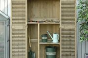 87 x 47 x 160cm Wooden Garden Storage Shed, Sheds &amp; Outdoor Storage with Asphalt Roof &amp; 2 Large Wood Doors with Lock, Sand Brown