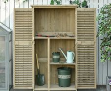 87 x 47 x 160cm Wooden Garden Storage Shed, Sheds & Outdoor Storage with Asphalt Roof & 2 Large Wood Doors with Lock, Sand Brown