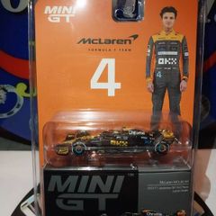 Mini GT 1:64 scale diecast model of the McLaren MCL60 #4 car, which Lando Norris drove to a 2nd place In Japanese GP rare Diecast Car F1