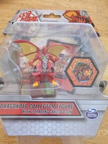 Brand New Bakugan Dragonoid (Red) Collector Action Figure With 2 Trading Cards and Coin