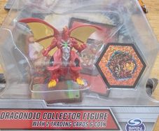 Brand New Bakugan Dragonoid (Red) Collector Action Figure With 2 Trading Cards and Coin