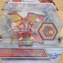 Brand New Bakugan Dragonoid (Red) Collector Action Figure With 2 Trading Cards and Coin