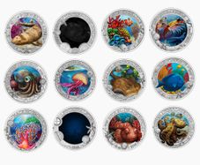 Austria 3 Euro Luminous Marine Life Complete Set Coins 2023 2024 2025