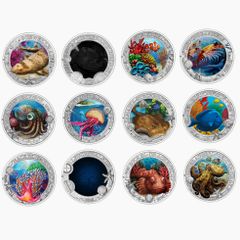 Austria 3 Euro Luminous Marine Life Complete Set Coins 2023 2024 2025