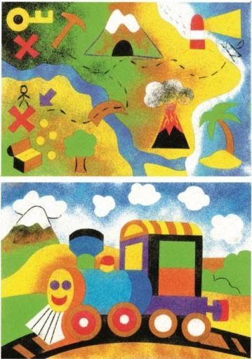 Sand art  cards pictures with glue