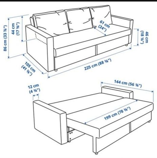 Three-seat sofa-bed