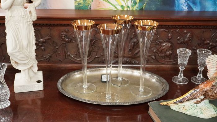 Vintage Hollywood Regency Style Champagne Flutes - Set of 4