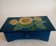 Vintage Hand Painted Wooden Box with Drawer