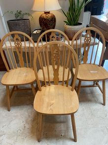 4 x Very Solid Wooden Kitchen Dining Chairs - Can Deliver