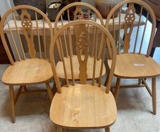 4 x Very Solid Wooden Kitchen Dining Chairs - Can Deliver