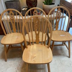 4 x Very Solid Wooden Kitchen Dining Chairs - Can Deliver