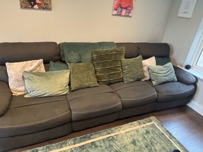 4 seater fabric couch with reclining seats
