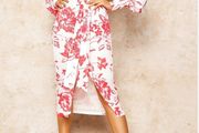 Floral red &amp; white midi dress