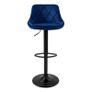 Set of 2 blue velvet bar stools set of 2 blue velvet cover with backrest and footrest height adjustable Image 2