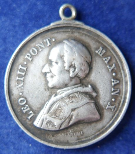 Antique 1888 Papal States Sterling Silver Medal. Pope Leo XIII. 50th Episcopal Preisthood. 11,1g