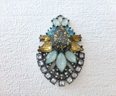 Art Deco Vintage Style Ebony Crystal Pendant
