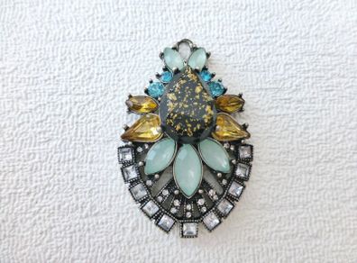 Art Deco Vintage Style Ebony Crystal Pendant