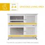 Wooden Rabbit Hutch Two Tier Guinea Pig Cage Elevated Multi-Door Pet House Bunny Cage w/ Rain Cover, Wheels, Trough, Ramp, Slide-Out Tray (FREE POSTAGE) Image 3