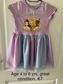 Disney princess dress, age 4 to 6
