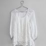 Pre Owned White Embroidered Boho Tunic Blouse Image 4