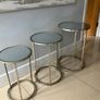 Nest of 3 Distressed Champagne Colour Mirrored Tables Image 3