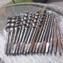 19 vintage US and UK wood drill bits, with wrap, D18 post 7e Image 2