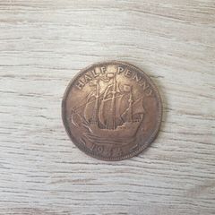 Great Britain UK 1944 Half Penny George VI Coin - free standard postage
