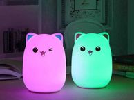 main image for ad USB Rechargeable LED Night Light Lamp Cute Silicone Cat 7 Color Change Kids Room