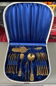 Cutlery/ Desert set sterling silver 800, gold plated