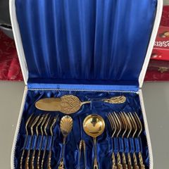 Cutlery/ Desert set sterling silver 800, gold plated