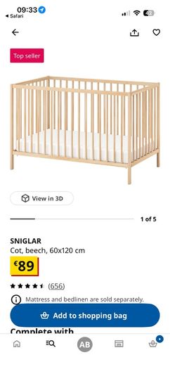 baby cot and mattress
