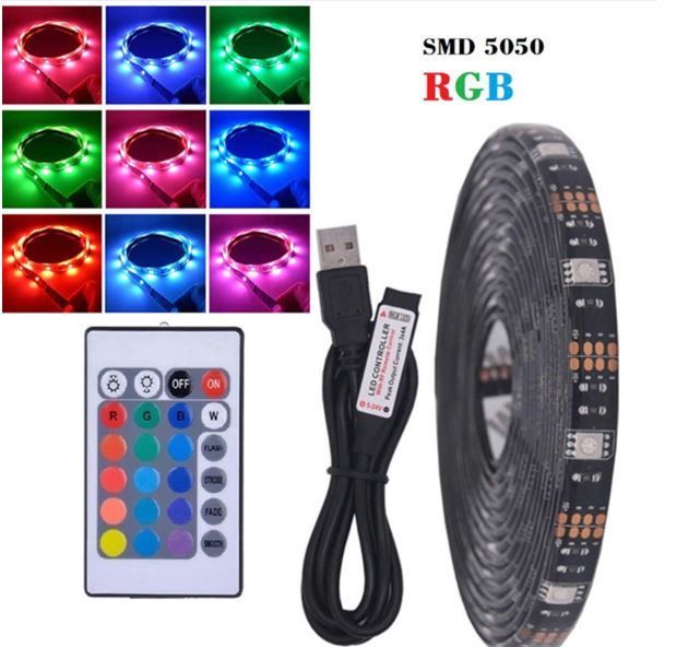3M USB LED Light Strip Colorful Lighting 24 KEY remote control TV Desktop PC