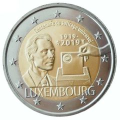 Luxembourg 2 Euro Commemorative Coin 2019 - 100th anniversary of universal right to vote. Uncirculated.
