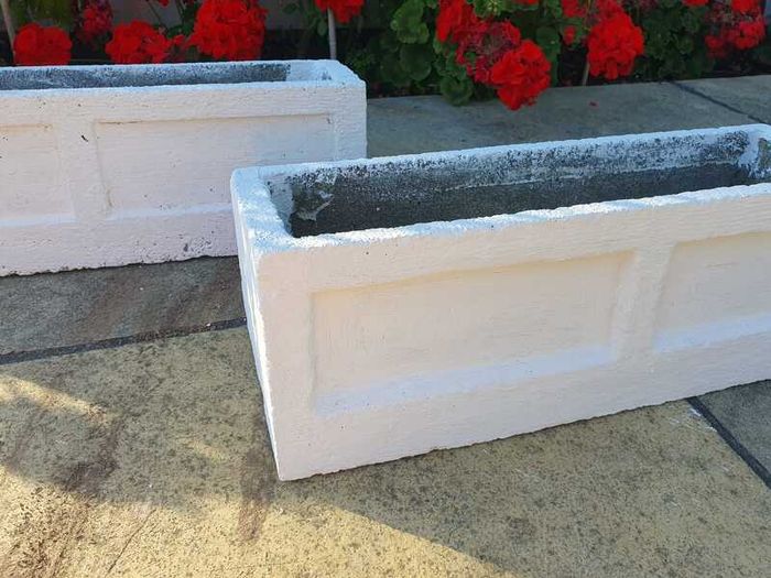 Pair of composite stone windowboxes