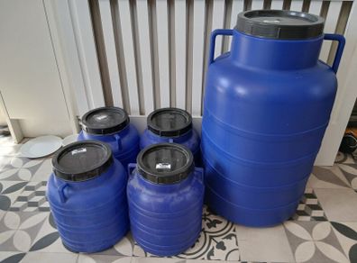 Plastic storage barrels