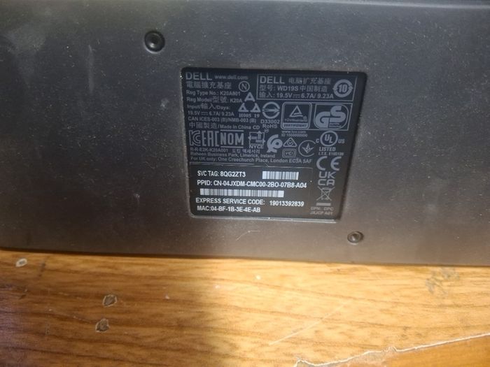 Dell K20A001/K20A /WD19S USB-C Thunderbolt 4 Docking Station (PSU Included)