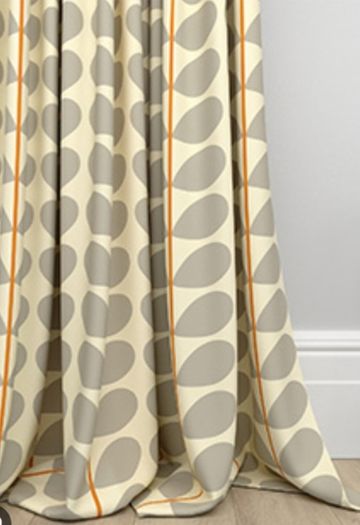 Orla Kiely Warm Grey, Cream with Orange Eyelet Curtains