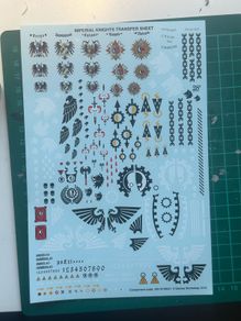 Warhammer 40k Imperial Knights transfer sheet