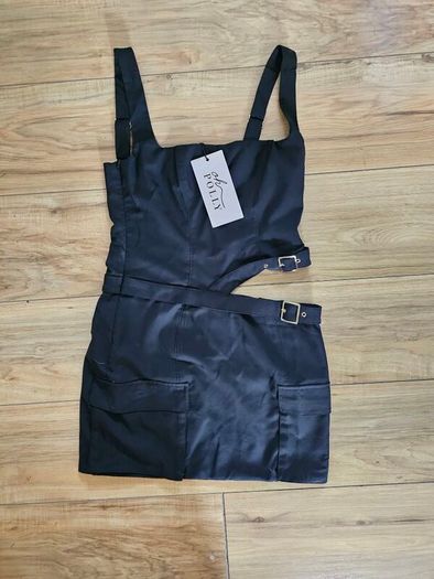 Oh Polly Black Acadia Cutout Cargo Dress