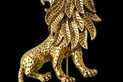 Gold Antique Vintage Unisex Lion Brooch / Lapel Pin