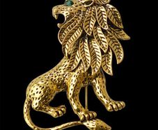 Gold Antique Vintage Unisex Lion Brooch / Lapel Pin