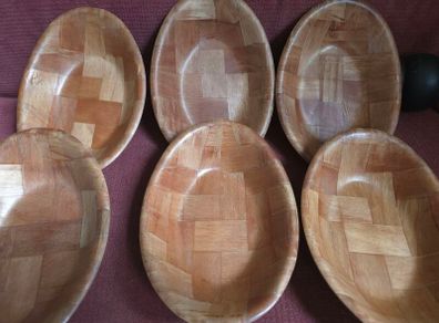 woven wood serving bowl